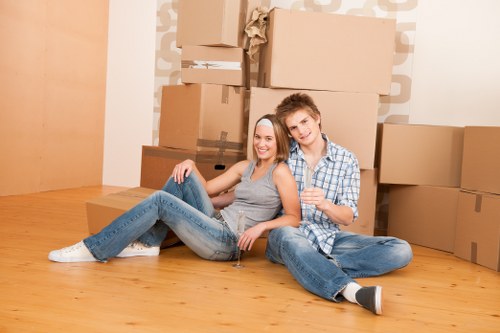 Movers preparing a same day house removal in Egham